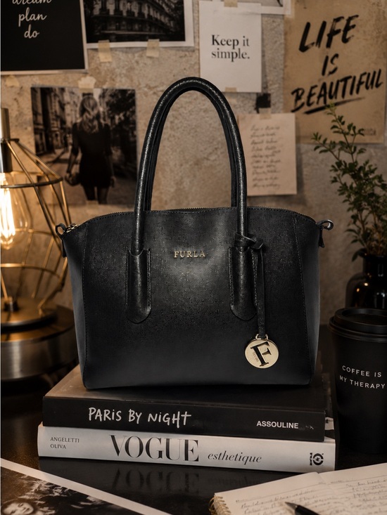 Furla Handbags - Furla Black Saffiano Leather Satchel
